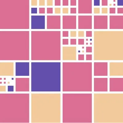a grid of squares, some of which are subdivided recursively up to a depth of 3
