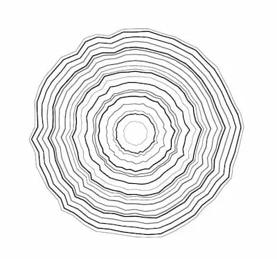 some close concentric circles, each with jagged edges