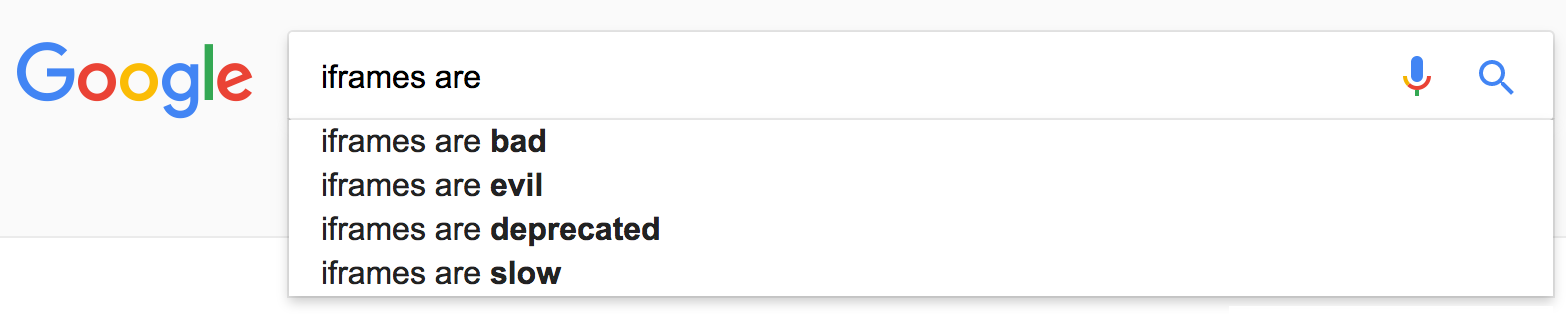 google search suggestions for 'iframes are'