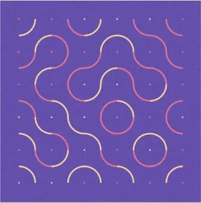 a grid of randomly rotated quarter circle arcs